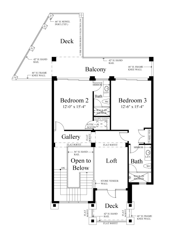 The Moderno's floor plan for the second floor.
